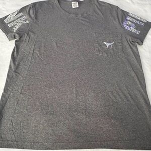 EUC Women PINK by Victoria's Secret Gray Tee with Sequin Accents Size Large